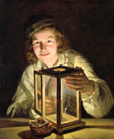 De Jonge Staljongen met een Stal Lamp, 1824 door Ferdinand Georg Waldmuller